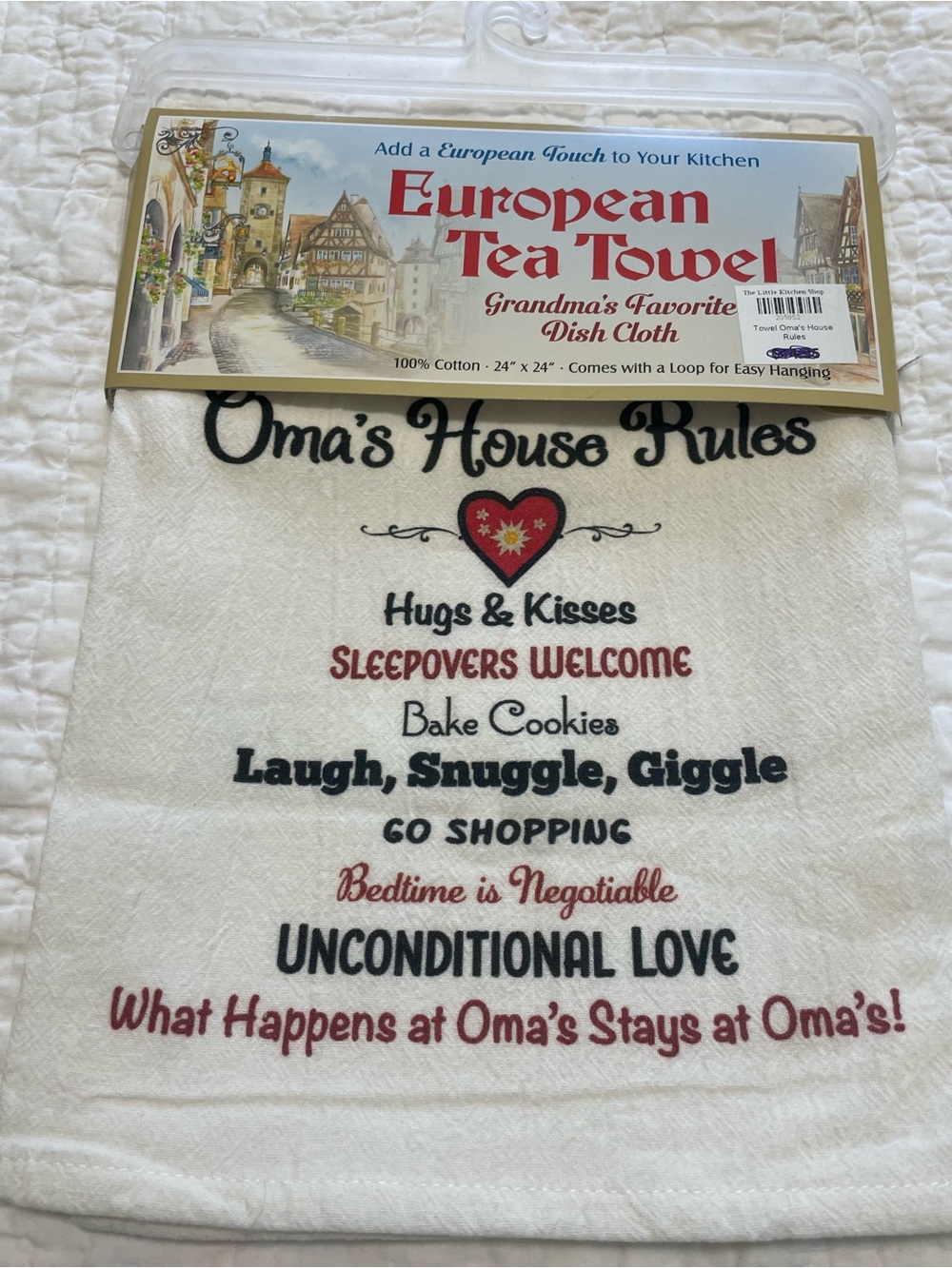 European Tea Towel "Oma's House Rules"